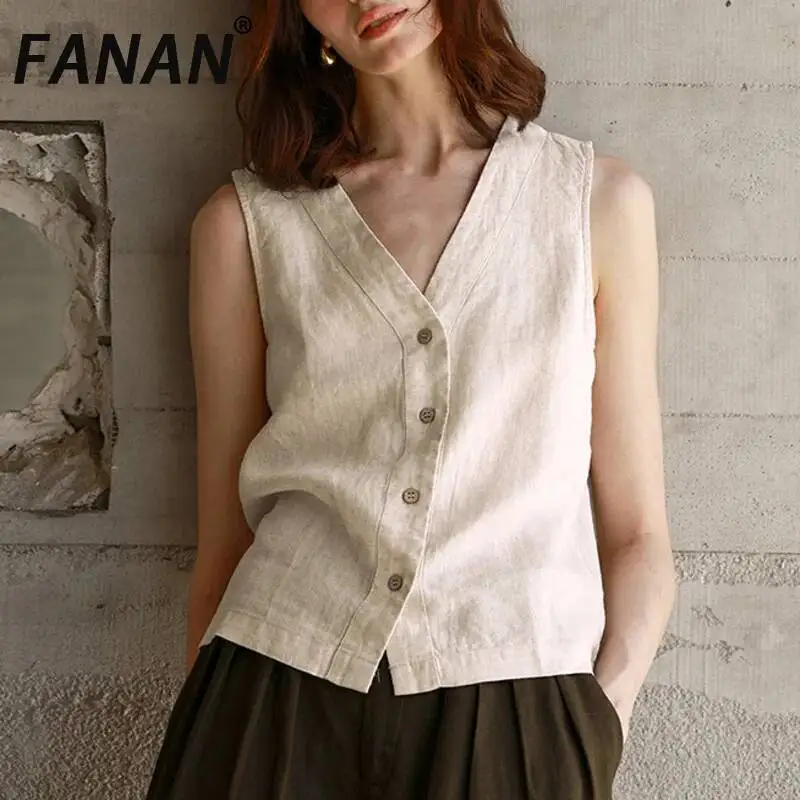 FANAN Summer New Linen Vest For Women French-style Relaxed Niche V-neck Sleeveless Top Casual Tops Office Lady Clothing Fashion
FANAN Summer New Linen Vest For Women French-style Relaxed Niche V-neck Sleeveless Top Casual Tops Office Lady Clothing Fashion