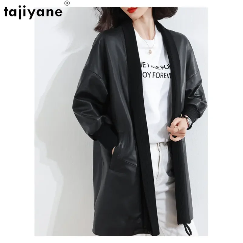 Tajiyane Genuine Sheepskin Leather Jacket Women Mid-length Windbreaker Real Leather Coat Casual Loose Leather Jackets Streetwear
Tajiyane Genuine Sheepskin Leather Jacket Women Mid-length Windbreaker Real Leather Coat Casual Loose Leather Jackets Streetwear