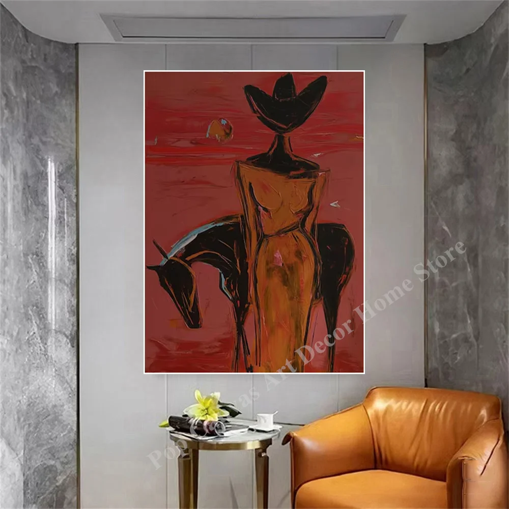 Abstract Cowboy Woman & Horse Hand-Painted Oil Painting on Canvas Modern Living Room Home Decor Artwork
Abstract Cowboy Woman & Horse Hand-Painted Oil Painting on Canvas Modern Living Room Home Decor Artwork