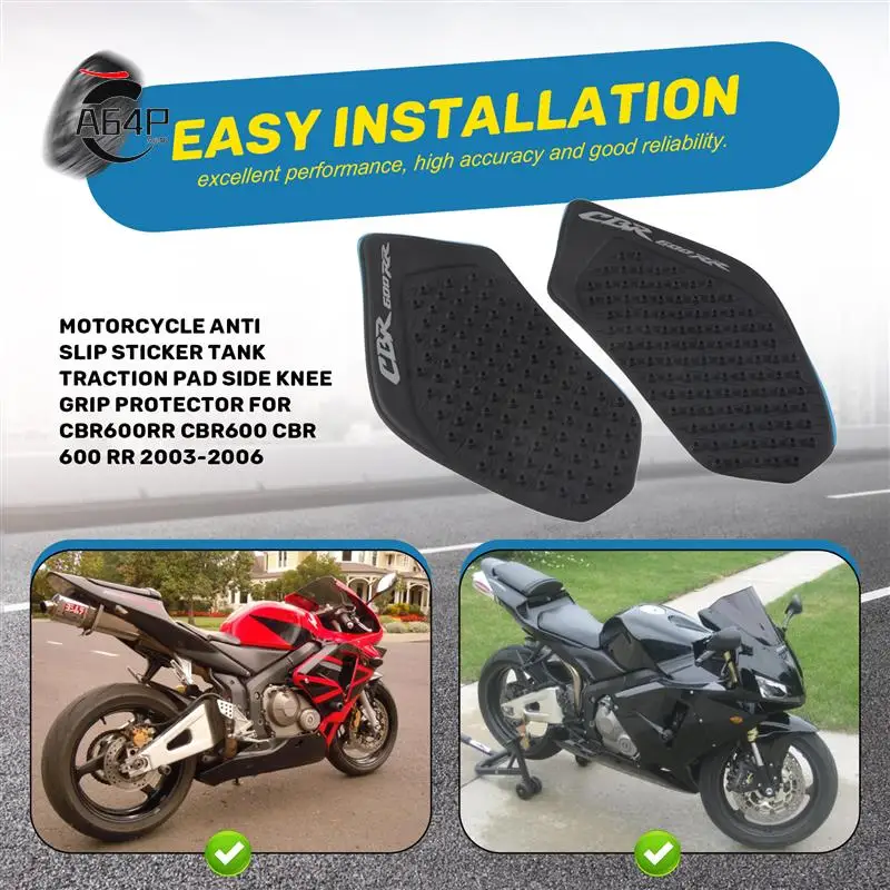 A64P-Motorcycle Anti Slip Sticker Tank Traction Pad Side Knee Grip Protector For Honda CBR600RR CBR600 CBR 600 RR 2003-2006
A64P-Motorcycle Anti Slip Sticker Tank Traction Pad Side Knee Grip Protector For Honda CBR600RR CBR600 CBR 600 RR 2003-2006