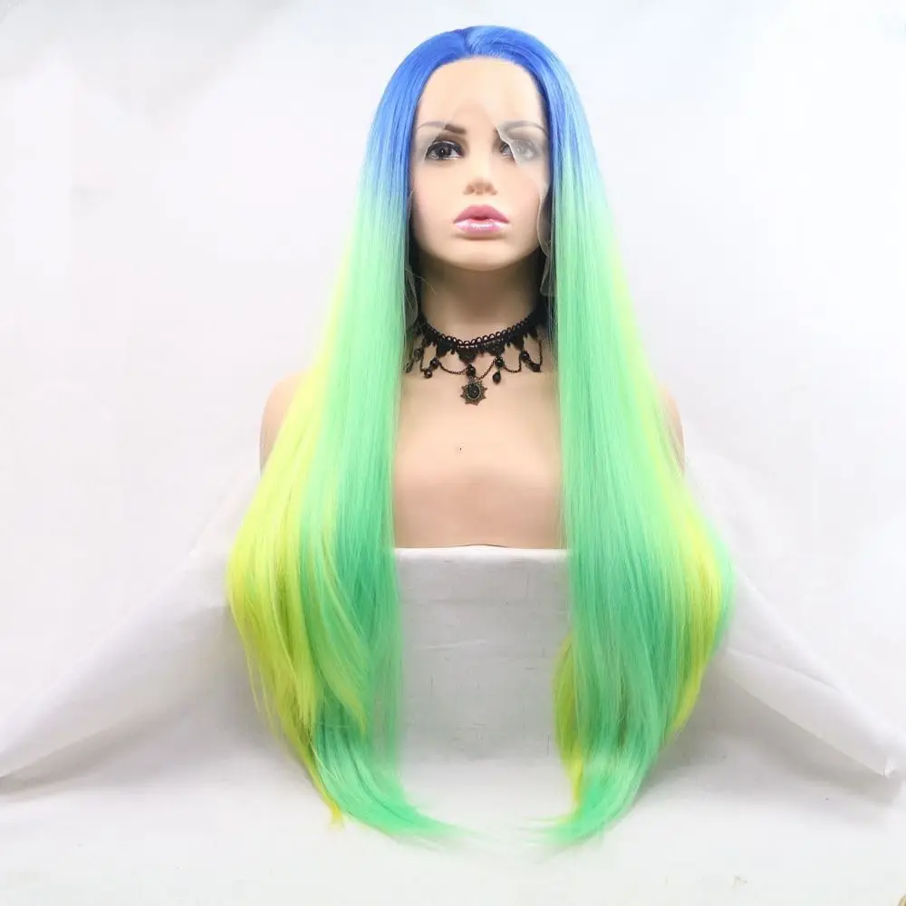 Blue Ombre Yellow Wig with Lace Front Heat Resistant Synthetic Fiber Long Straight Rainbow Ombre Wigs Colorfully for Cosplay
Blue Ombre Yellow Wig with Lace Front Heat Resistant Synthetic Fiber Long Straight Rainbow Ombre Wigs Colorfully for Cosplay