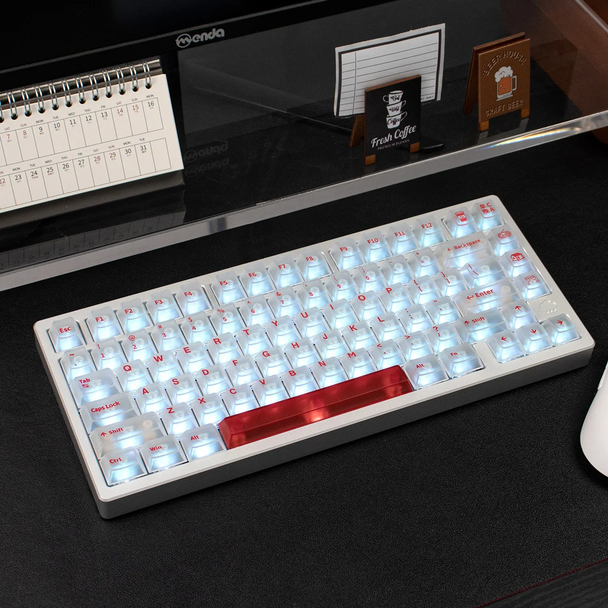 Morning C Evening A Five-sided foggy PC keycaps White/black/red full set of pad printing Original wooting mechanical keyboard
Morning C Evening A Five-sided foggy PC keycaps White/black/red full set of pad printing Original wooting mechanical keyboard