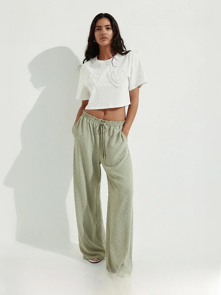 H&M Women's Summer Fashion Polka Dot Tulle Drawstring Casual Pants High Waist Wide Leg Polyester Fiber Ladies Trousers
H&M Women's Summer Fashion Polka Dot Tulle Drawstring Casual Pants High Waist Wide Leg Polyester Fiber Ladies Trousers
