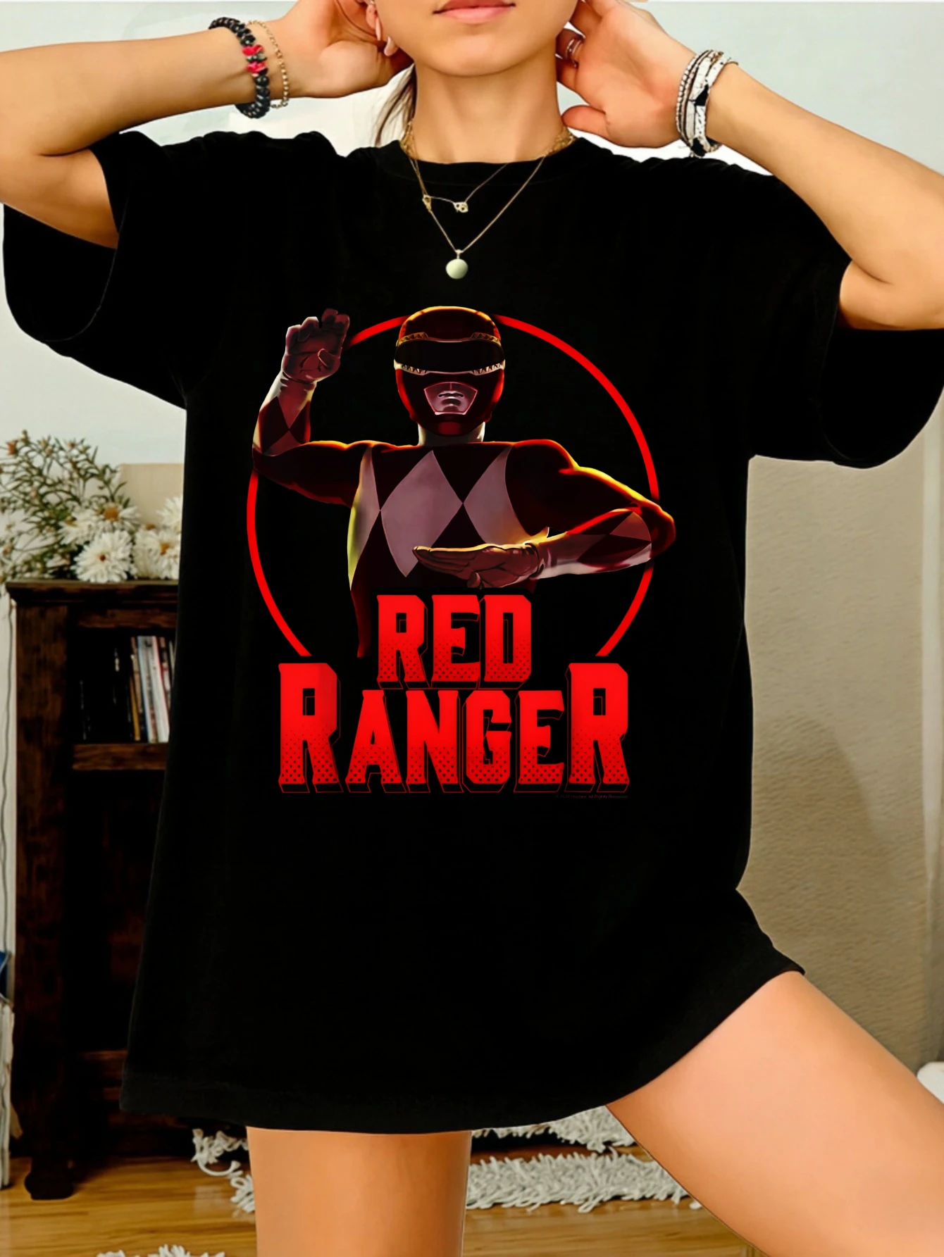 Женская футболка с ретро-графикой Red Ranger Power Rangers, хлопковая, свободного кроя, с коротким рукавом, повседневная, для подарка
Женская футболка с ретро-графикой Red Ranger Power Rangers, хлопковая, свободного кроя, с коротким рукавом, повседневная, для подарка