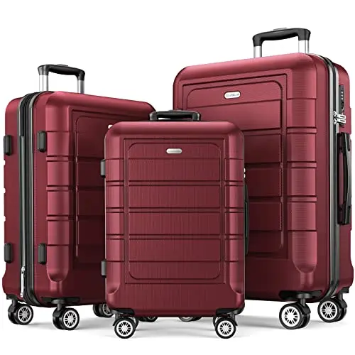 SHOWKOO Luggage Sets 3 Piece Expandable 100% PC Durable Hardshell Suitcase with Wheels TSA Lock Lightweight Luggage Wine Red
SHOWKOO Luggage Sets 3 Piece Expandable 100% PC Durable Hardshell Suitcase with Wheels TSA Lock Lightweight Luggage Wine Red