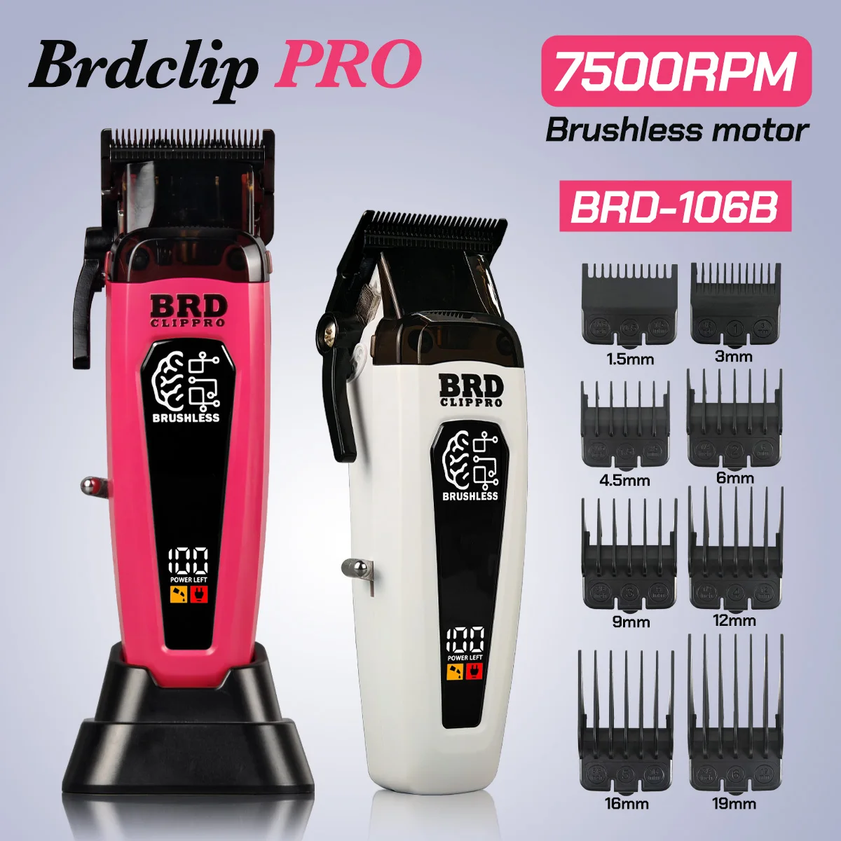 BRDCLIP PRO 106B Professional Brushless Motor 7500RPM White Hair Clipper Barber Hair Cutting Machine Salon Hair Trimmer for Men
BRDCLIP PRO 106B Professional Brushless Motor 7500RPM White Hair Clipper Barber Hair Cutting Machine Salon Hair Trimmer for Men