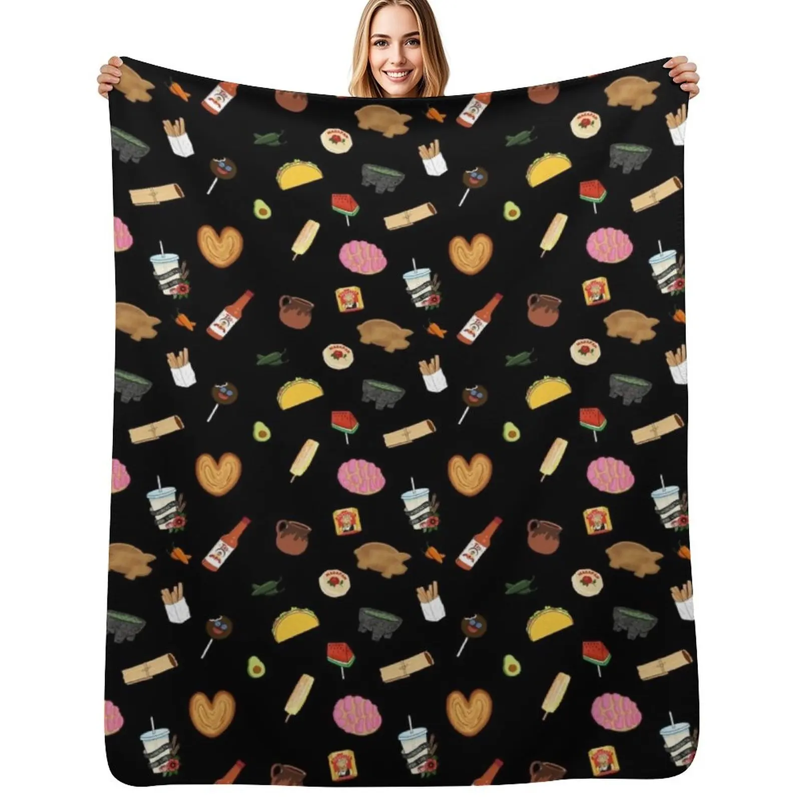 Antojitos - Black Throw Blanket Modern Design Soft Blanket for Home Decor
Antojitos - Black Throw Blanket Modern Design Soft Blanket for Home Decor