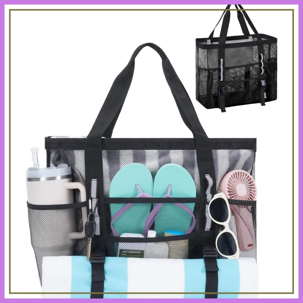 Large Mesh Beach Bag for Women with 40oz Tumbler Side Pockets, Family Pool Tote for Swim Toys, Towels, Cruise Vacation Essentials
Large Mesh Beach Bag for Women with 40oz Tumbler Side Pockets, Family Pool Tote for Swim Toys, Towels, Cruise Vacation Essentials
