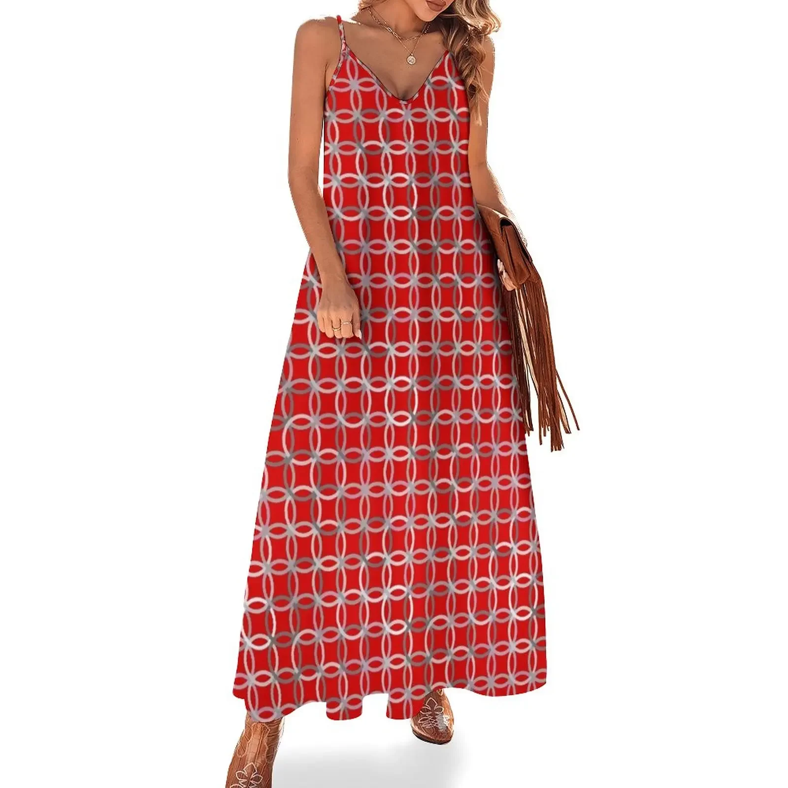 Mid-Century Modern Circles, Deep Red and Grey Sleeveless Dress Clothing Women's evening dress
Mid-Century Modern Circles, Deep Red and Grey Sleeveless Dress Clothing Women's evening dress