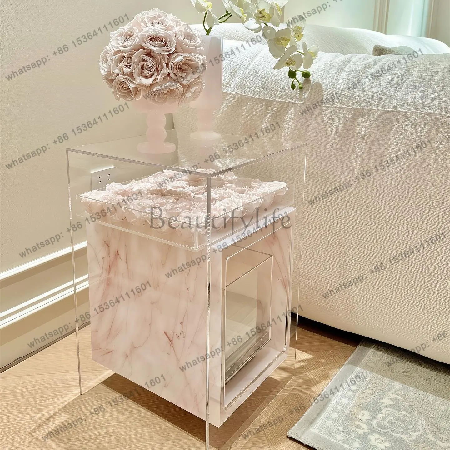 Light luxury high-end pink marble small coffee table acrylic living room corner table bedside table shelf
Light luxury high-end pink marble small coffee table acrylic living room corner table bedside table shelf