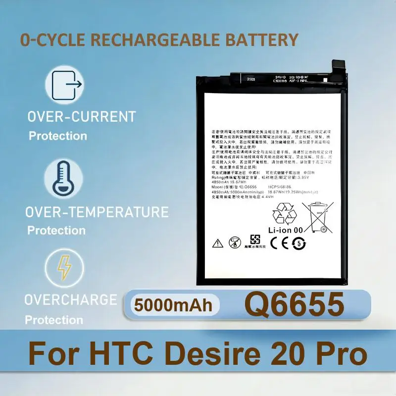Q6655 Mobile Phone Battery For HTC Desire 20 Pro 20Pro Desire20 Pro 5000mAh Real Capacity
Q6655 Mobile Phone Battery For HTC Desire 20 Pro 20Pro Desire20 Pro 5000mAh Real Capacity