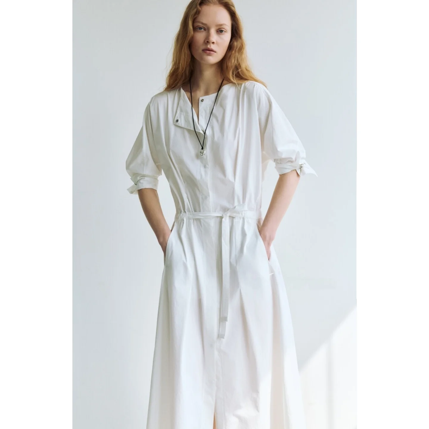 Adjustable Drawstring Waist Shirt Dress Asymmetrical Collar Long Women's Korean Style Commute Dress City Casual Fashion
Adjustable Drawstring Waist Shirt Dress Asymmetrical Collar Long Women's Korean Style Commute Dress City Casual Fashion