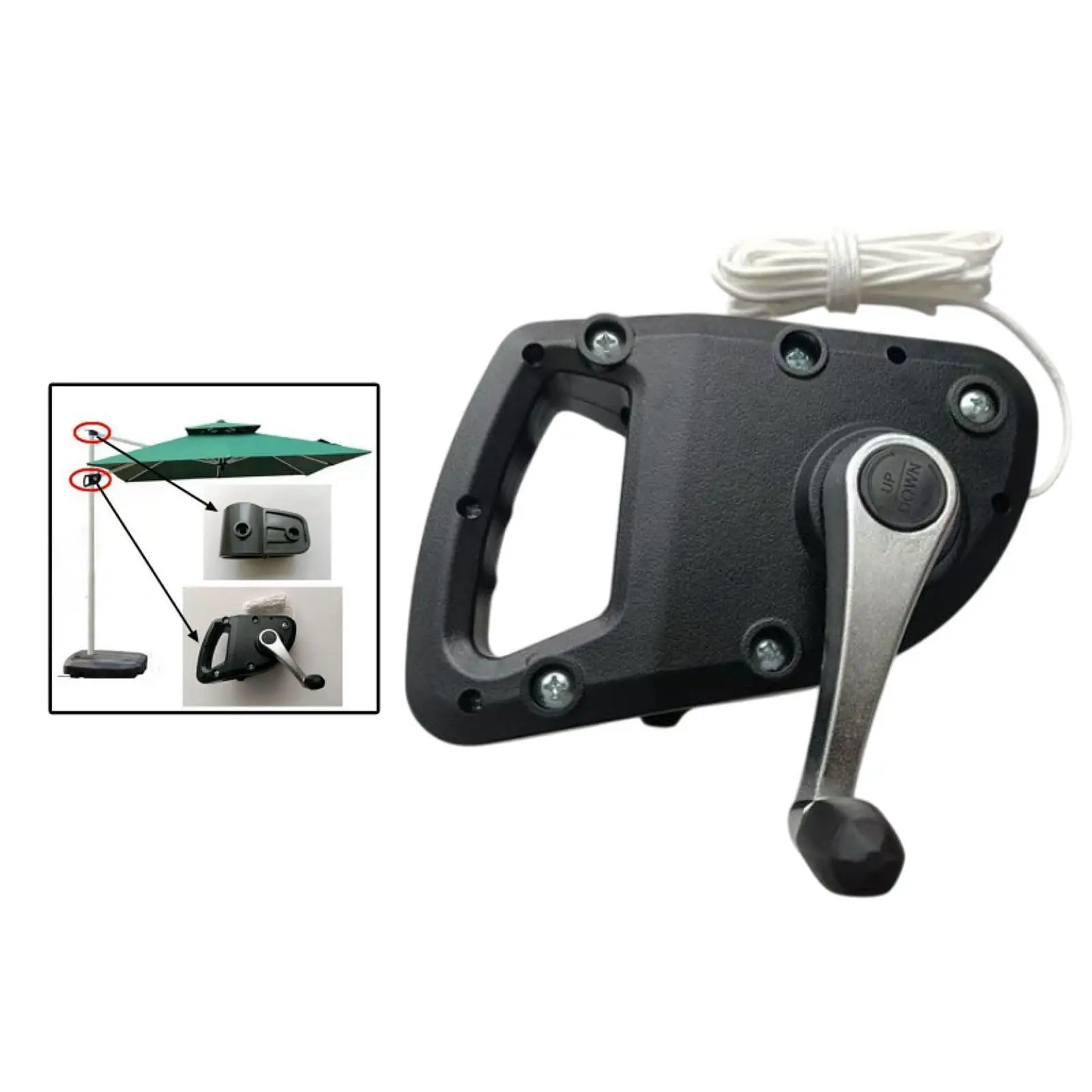 Patio Umbrella Crank Handle, Outdoor Umbrella Accessories, Easy to Install, Parasol Hand Crank, Repair Parts for Yard Deck
Patio Umbrella Crank Handle, Outdoor Umbrella Accessories, Easy to Install, Parasol Hand Crank, Repair Parts for Yard Deck
