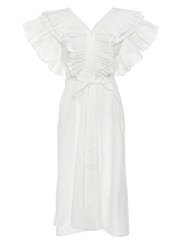 Women Blue Pleated Button Elegant Long Dress New V-Neck Sleeveless Loose Fit Fashion Tide Spring Summer 2023 M813
Women Blue Pleated Button Elegant Long Dress New V-Neck Sleeveless Loose Fit Fashion Tide Spring Summer 2023 M813