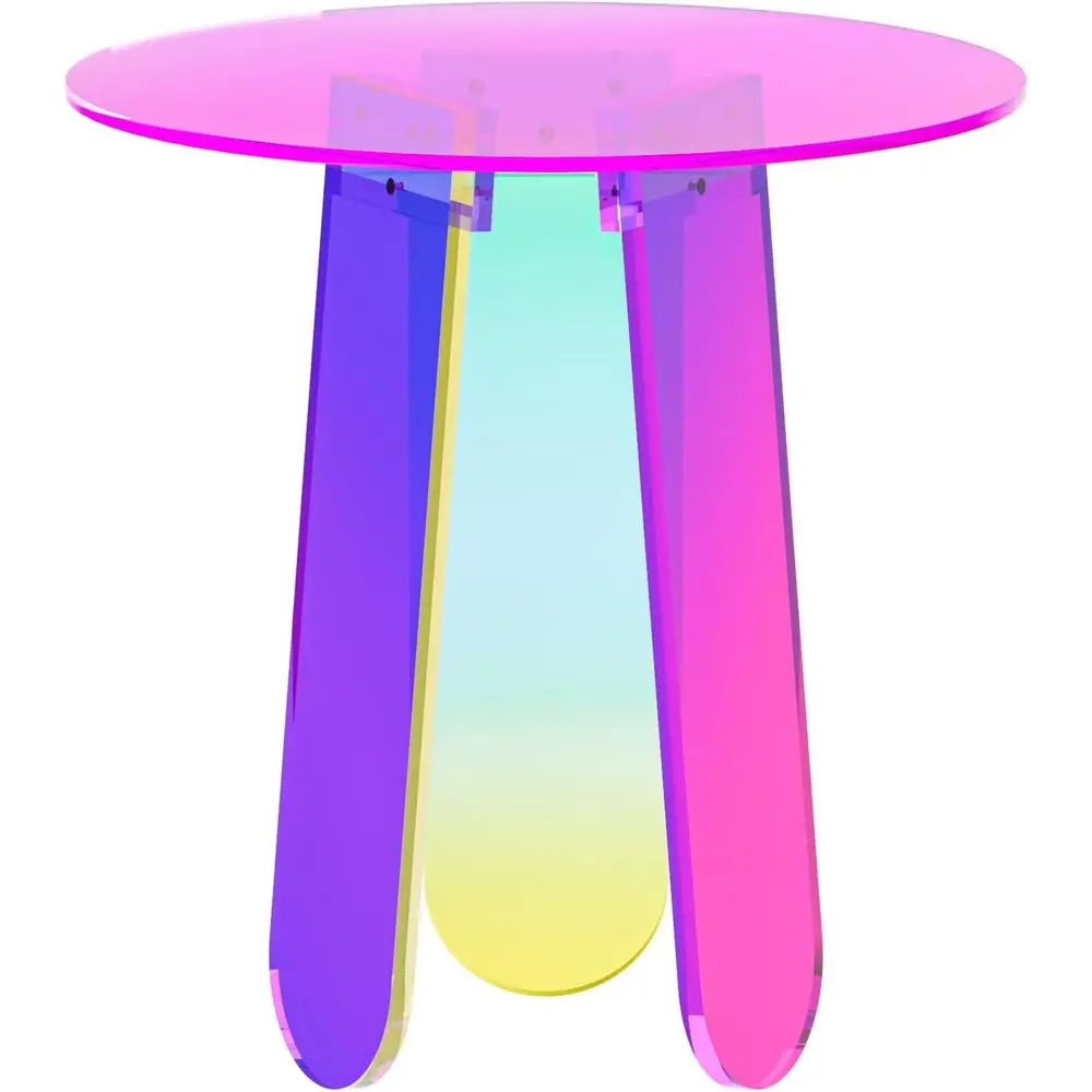 Iridescent Rainbow Acrylic Side Table with Clear PVC Cover, Round Transparent Nightstand for Easy Assembly
Iridescent Rainbow Acrylic Side Table with Clear PVC Cover, Round Transparent Nightstand for Easy Assembly