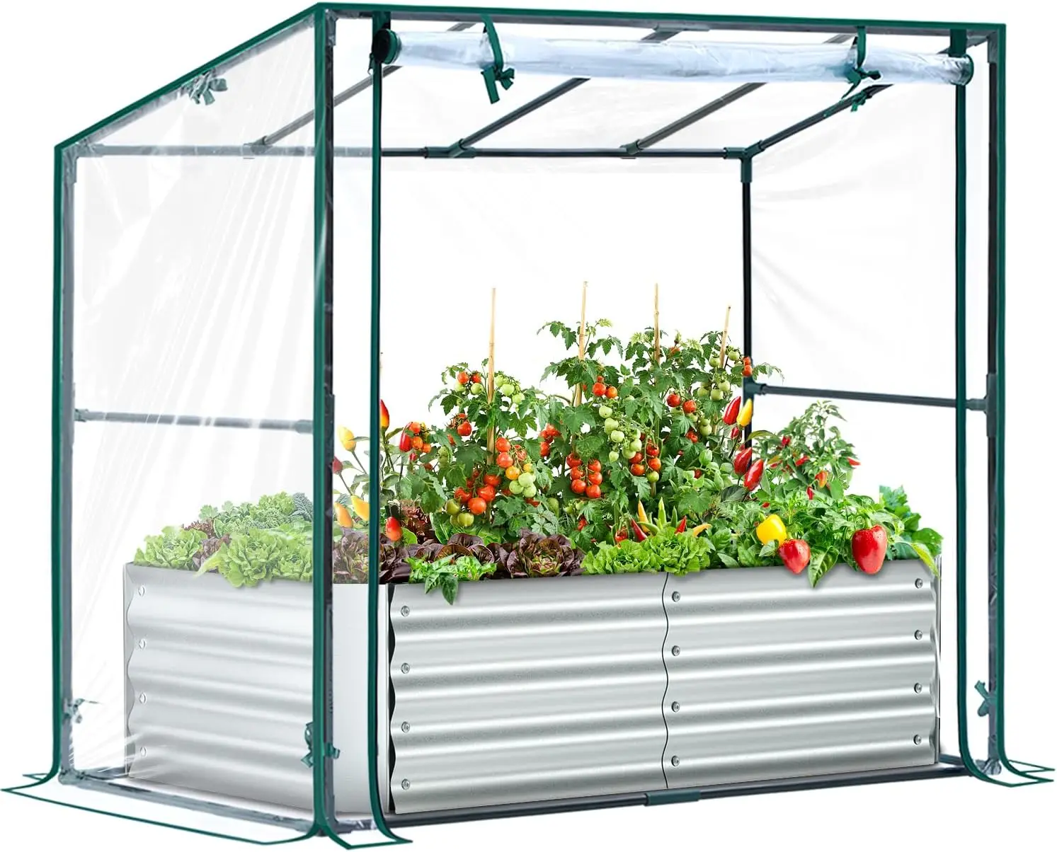 Raised Garden Bed with Cover Outdoor, 4x2x1 FT Galvanized Metal Planter Box with PVC Greenhouse Cover, Protects Plants from Frost Birds Insects, 3-in-1 Gardening Set for Vegetable Flower Herb
Raised Garden Bed with Cover Outdoor, 4x2x1 FT Galvanized Metal Planter Box with PVC Greenhouse Cover, Protects Plants from Frost Birds Insects, 3-in-1 Gardening Set for Vegetable Flower Herb