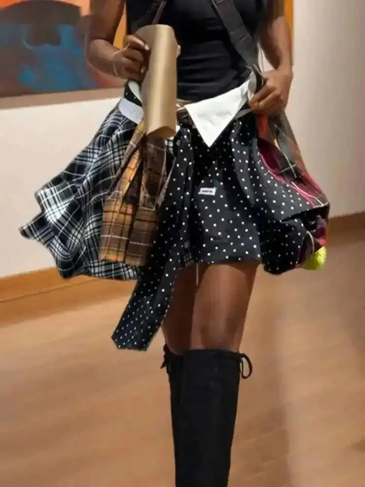 Fashion Women Irregular Contrast Color Plaid Bandage Mini Skirts 2024 Summer Trendy High Waist A-line Skirt Female Fashion EIK7
Fashion Women Irregular Contrast Color Plaid Bandage Mini Skirts 2024 Summer Trendy High Waist A-line Skirt Female Fashion EIK7