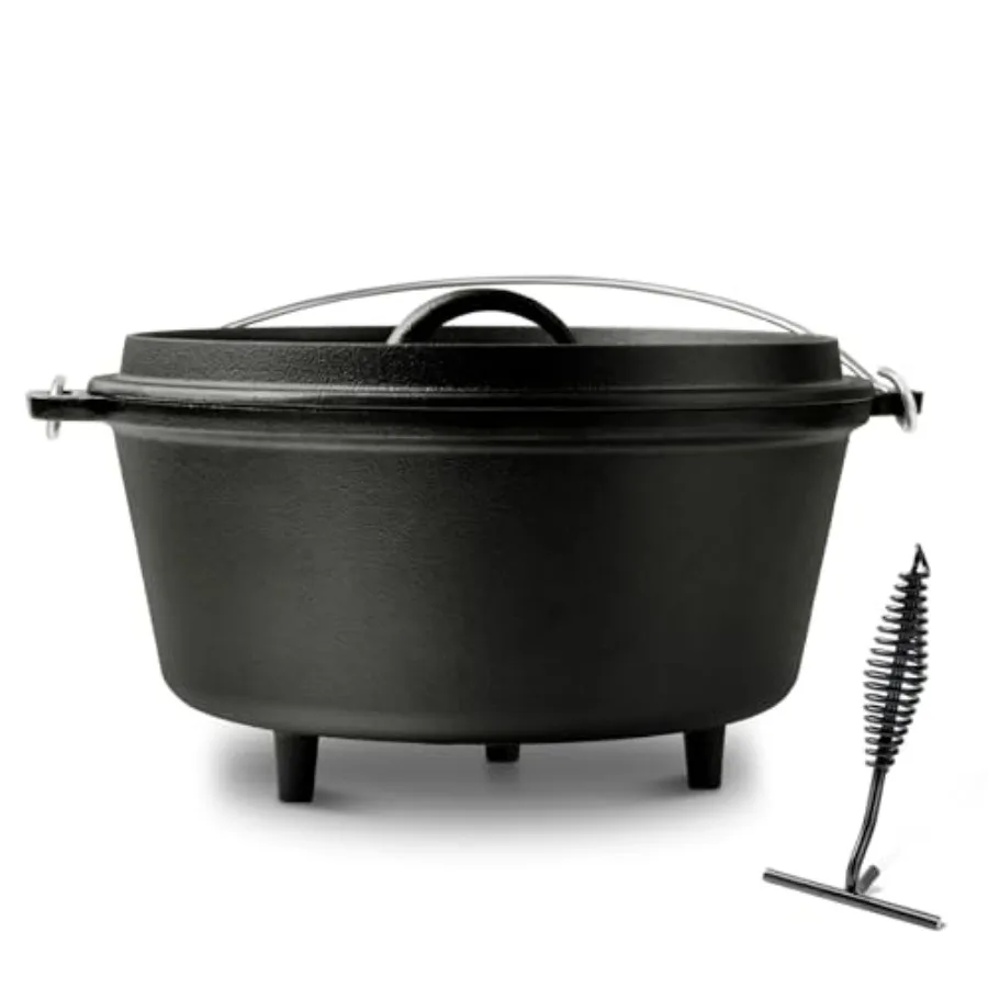 Pre-Seasoned Cast Iron Camp Dutch Oven with Lid Large Camping Dutch Oven Pot incl. Lid Lifter - Dual Handles - for Outdoor Camp
Pre-Seasoned Cast Iron Camp Dutch Oven with Lid Large Camping Dutch Oven Pot incl. Lid Lifter - Dual Handles - for Outdoor Camp