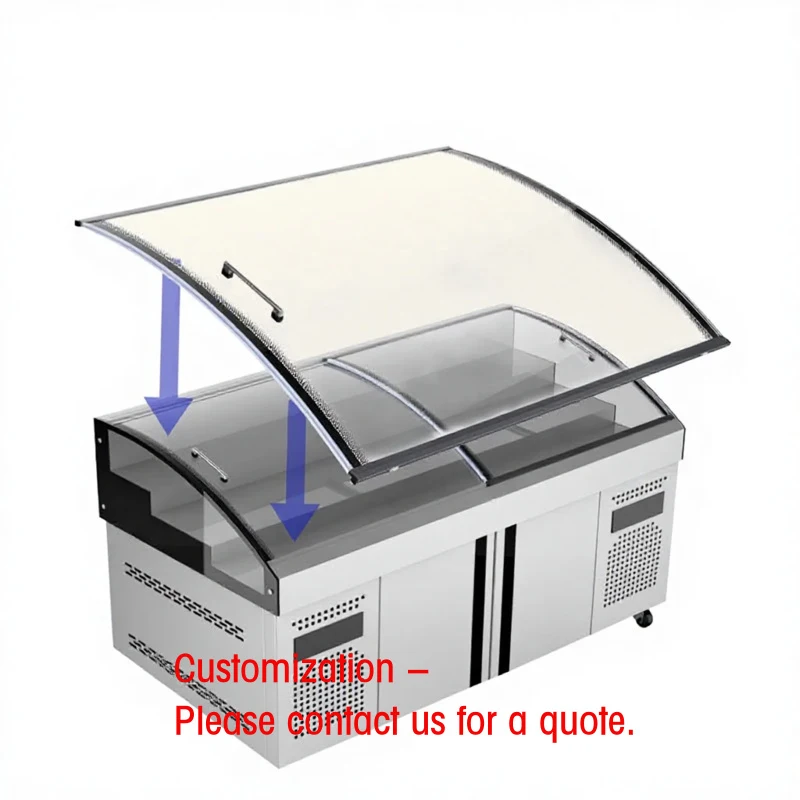 custom.Curved Glass Door Display Cabinet with Sliding Glass Cover Customizable Refrigerated Island &-Keeping Cabinet
custom.Curved Glass Door Display Cabinet with Sliding Glass Cover Customizable Refrigerated Island &-Keeping Cabinet