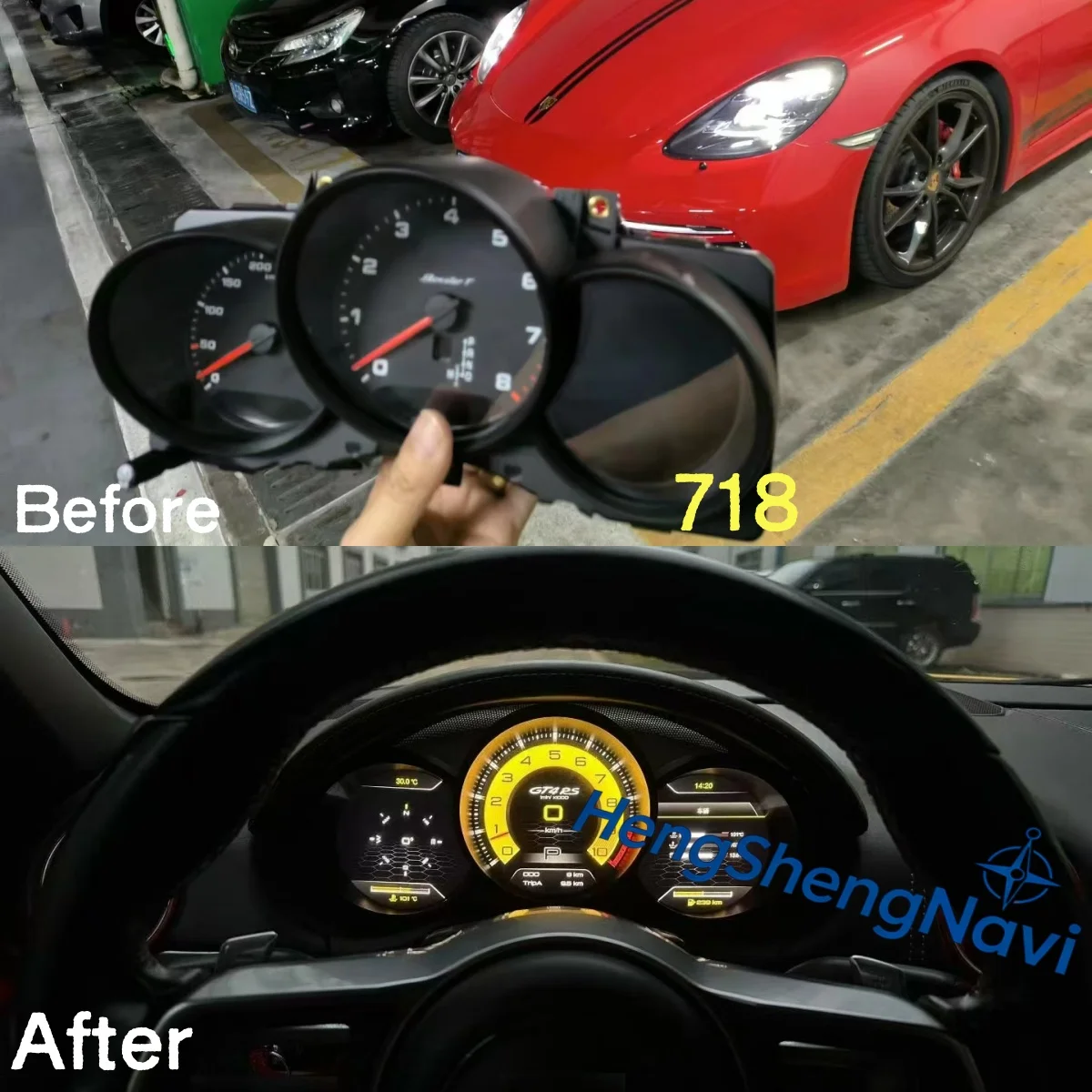 12.3" Car LCD Dashboard Digital Cluster For Porsche Macan Boxster 718 Instrument Panel Speedometer Virtual Cockpit Linux System
