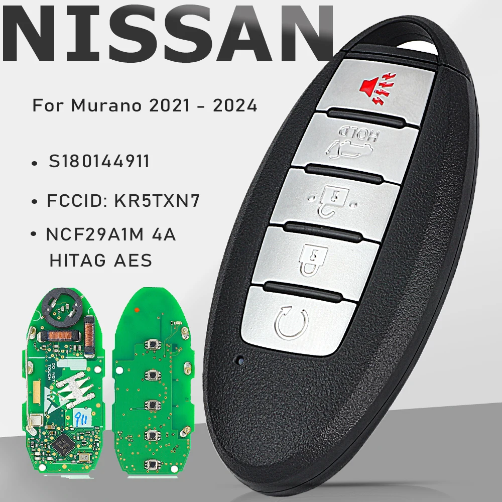 KEYECU S180144911,KR5TXN7 433 МГц NCF29A1M 4A HITAG AES чип умный дистанционный ключ от автомобиля 5 кнопок для Nissan Murano 2021 2022 2023 2024
KEYECU S180144911,KR5TXN7 433 МГц NCF29A1M 4A HITAG AES чип умный дистанционный ключ от автомобиля 5 кнопок для Nissan Murano 2021 2022 2023 2024