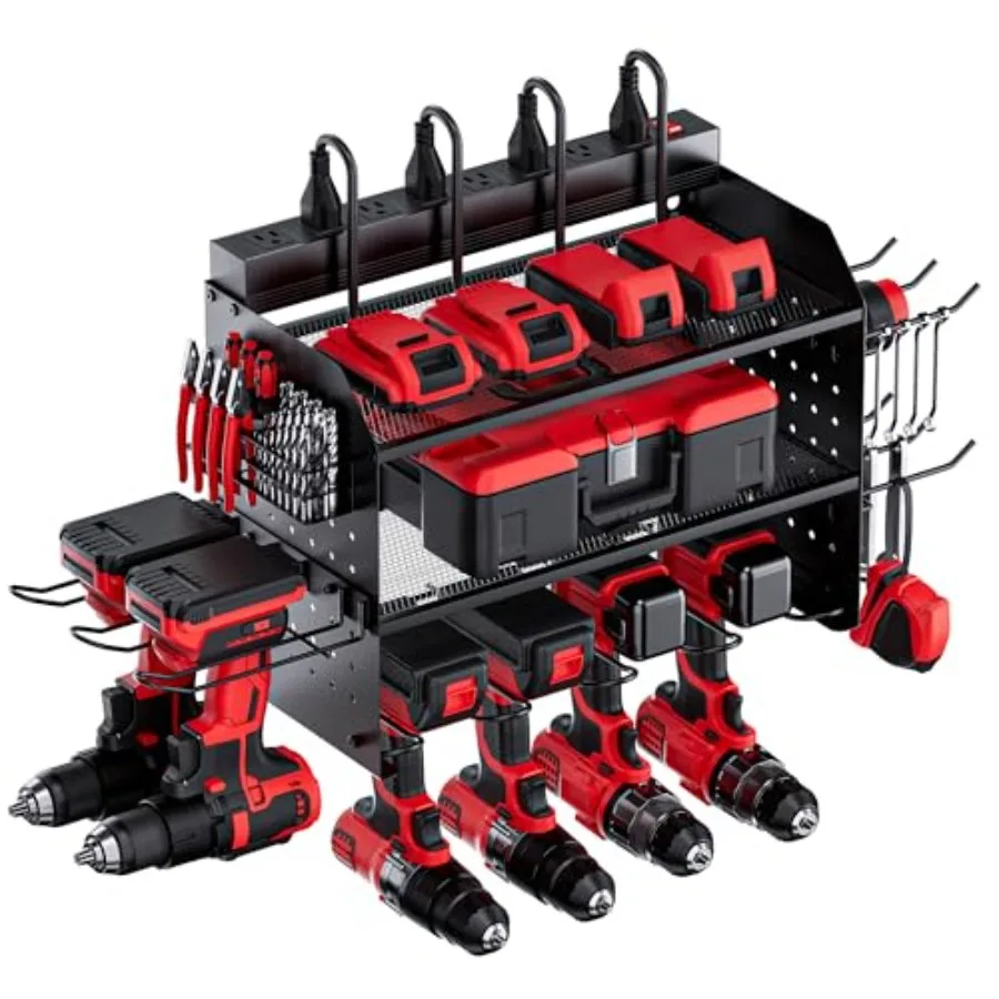 Power Tool Organizer Wall Mount 8 Outlets 6 Drill Holders and Drill Bit Rack Efficient and Organized Storage for Garage Workben
Power Tool Organizer Wall Mount 8 Outlets 6 Drill Holders and Drill Bit Rack Efficient and Organized Storage for Garage Workben