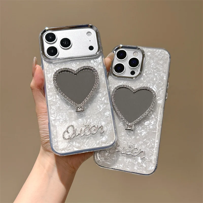 European style heart mirror holder suitable for 12 13 14 15 16 17 Pro Max phone case anti fall protection cover
European style heart mirror holder suitable for 12 13 14 15 16 17 Pro Max phone case anti fall protection cover