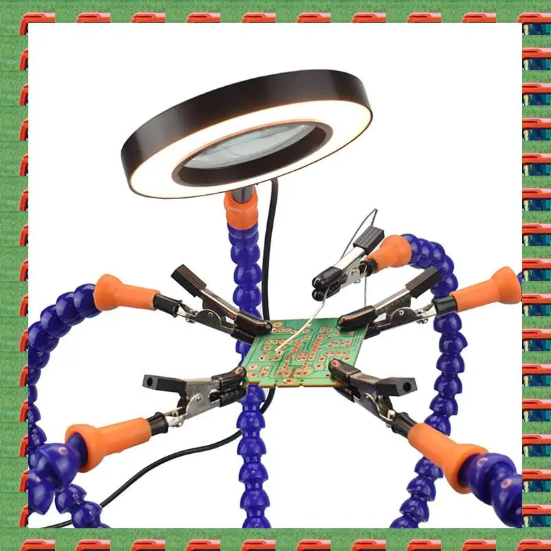 Electronic Soldering Helping Hands Tool With 3X Magnifier LED Flashlight USB Welding Smoke Exhaust Fan For PCB IC Repair
Electronic Soldering Helping Hands Tool With 3X Magnifier LED Flashlight USB Welding Smoke Exhaust Fan For PCB IC Repair