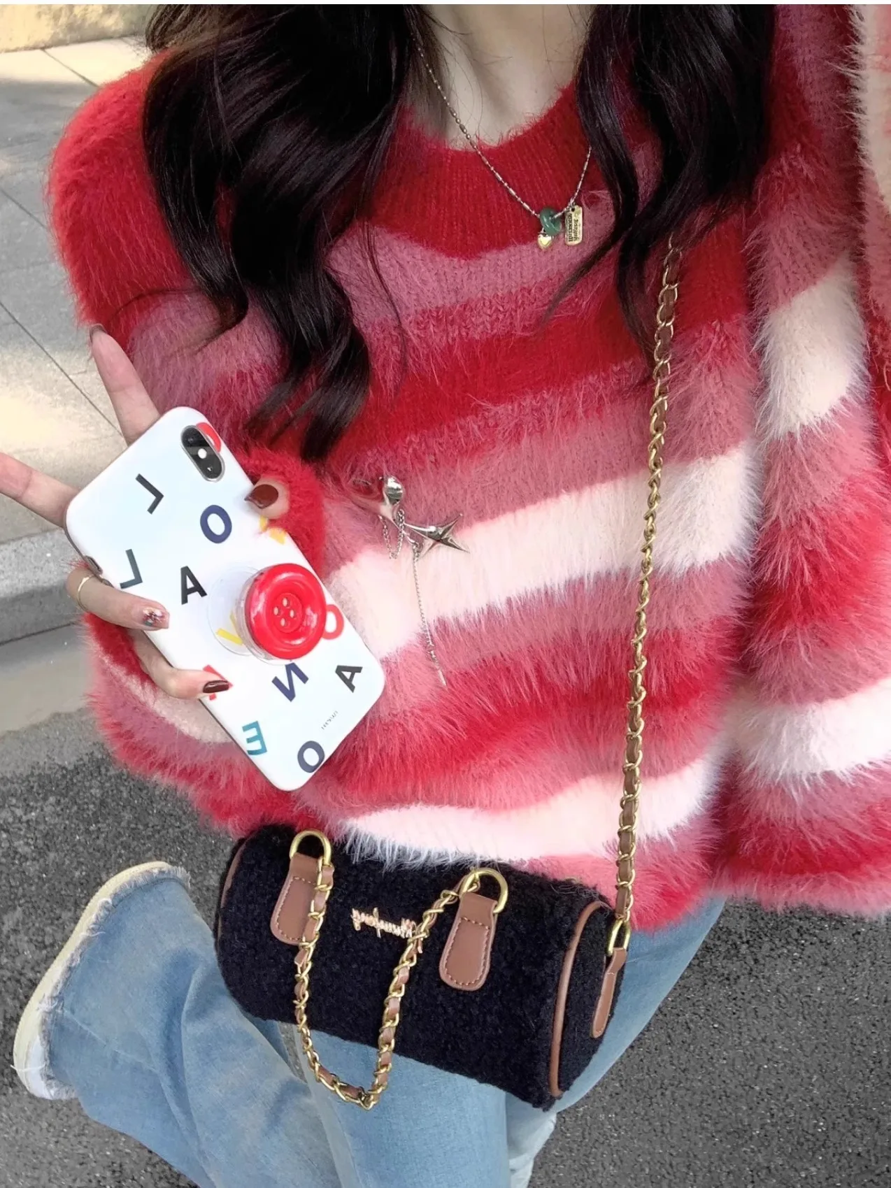 Loose Striped Knit Sweater Women's Lazy Sle Mid-Length Coat Ne round Sve Long Thiened Faux Fur round Body Anti-Stain
Loose Striped Knit Sweater Women's Lazy Sle Mid-Length Coat Ne round Sve Long Thiened Faux Fur round Body Anti-Stain