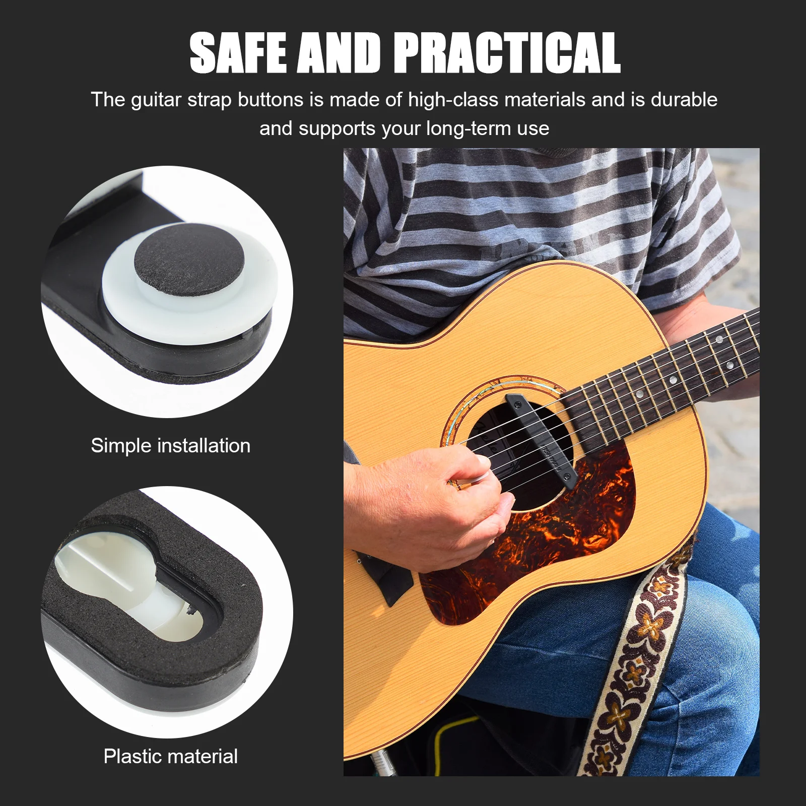 2Pcs Anti-Slip Guitar Strap Buttons Durable Plastic Locks for Bass Electric Ukulele Strap Retainer Prevent Falling Damage
2Pcs Anti-Slip Guitar Strap Buttons Durable Plastic Locks for Bass Electric Ukulele Strap Retainer Prevent Falling Damage