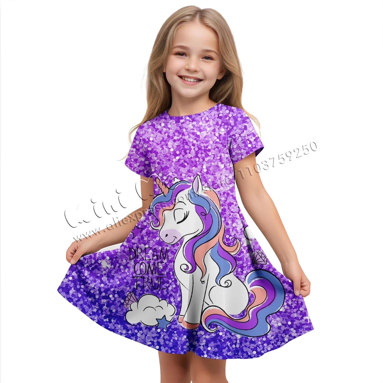 Sequin Rainbow Pony Short sleeved Dress 3D Print Unicorn Fashion Trendy Suitable for Girls Aged 3-14 Dresses
Sequin Rainbow Pony Short sleeved Dress 3D Print Unicorn Fashion Trendy Suitable for Girls Aged 3-14 Dresses