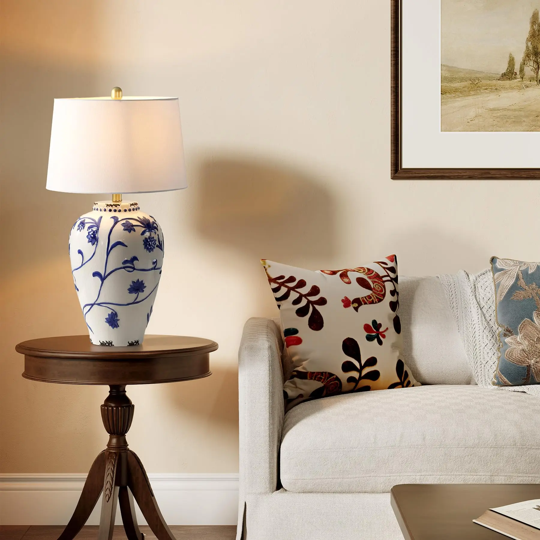 Tribesigns Table Lamp, Blue and White Embossed Floral Ceramic Base with Fabric Shade for Living Room, Nightstand for Bedroom
Tribesigns Table Lamp, Blue and White Embossed Floral Ceramic Base with Fabric Shade for Living Room, Nightstand for Bedroom