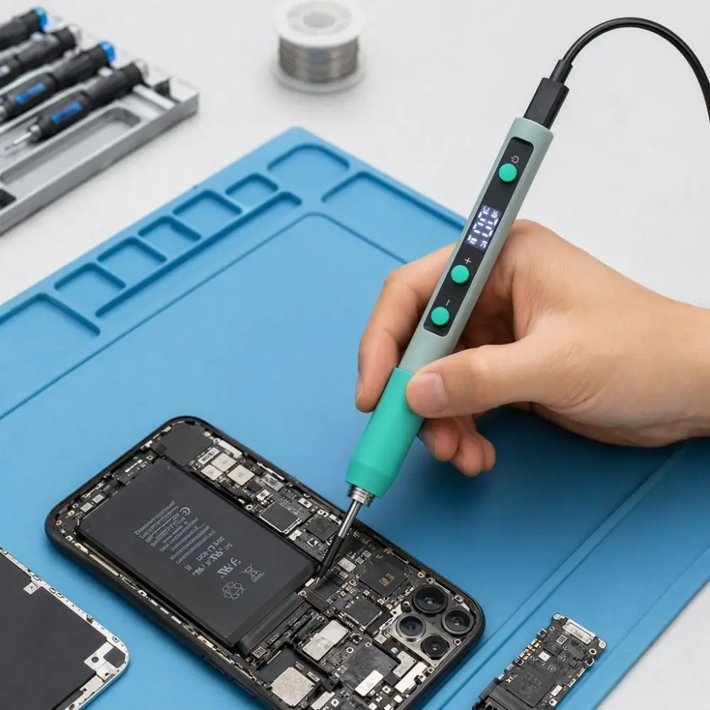 Adjustable Temperature USB Soldering Iron Cordless Speed Heating Electric Iron Solder C210 Digital Display Welding Tool Kit Pen
Adjustable Temperature USB Soldering Iron Cordless Speed Heating Electric Iron Solder C210 Digital Display Welding Tool Kit Pen