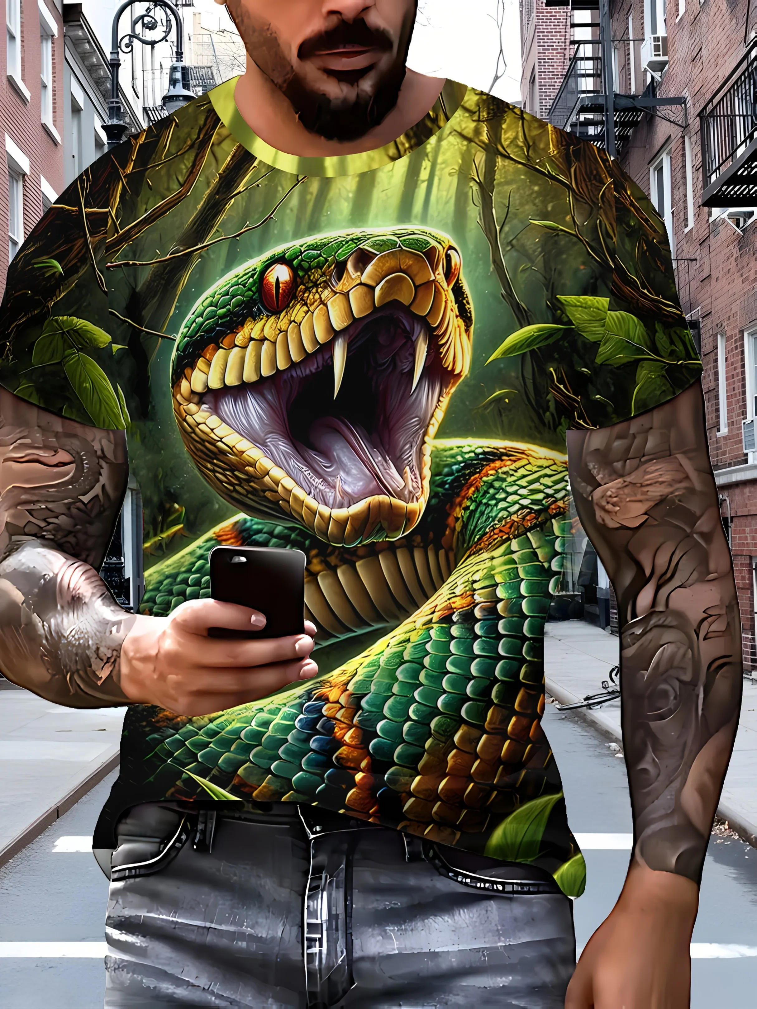 Men's Green Snake 3D Printed T-Shirt Vibrant Vivid Print Breathable Short Sleeve Crew Neck Casual Summer Tee for Outdoor Sports
Men's Green Snake 3D Printed T-Shirt Vibrant Vivid Print Breathable Short Sleeve Crew Neck Casual Summer Tee for Outdoor Sports
