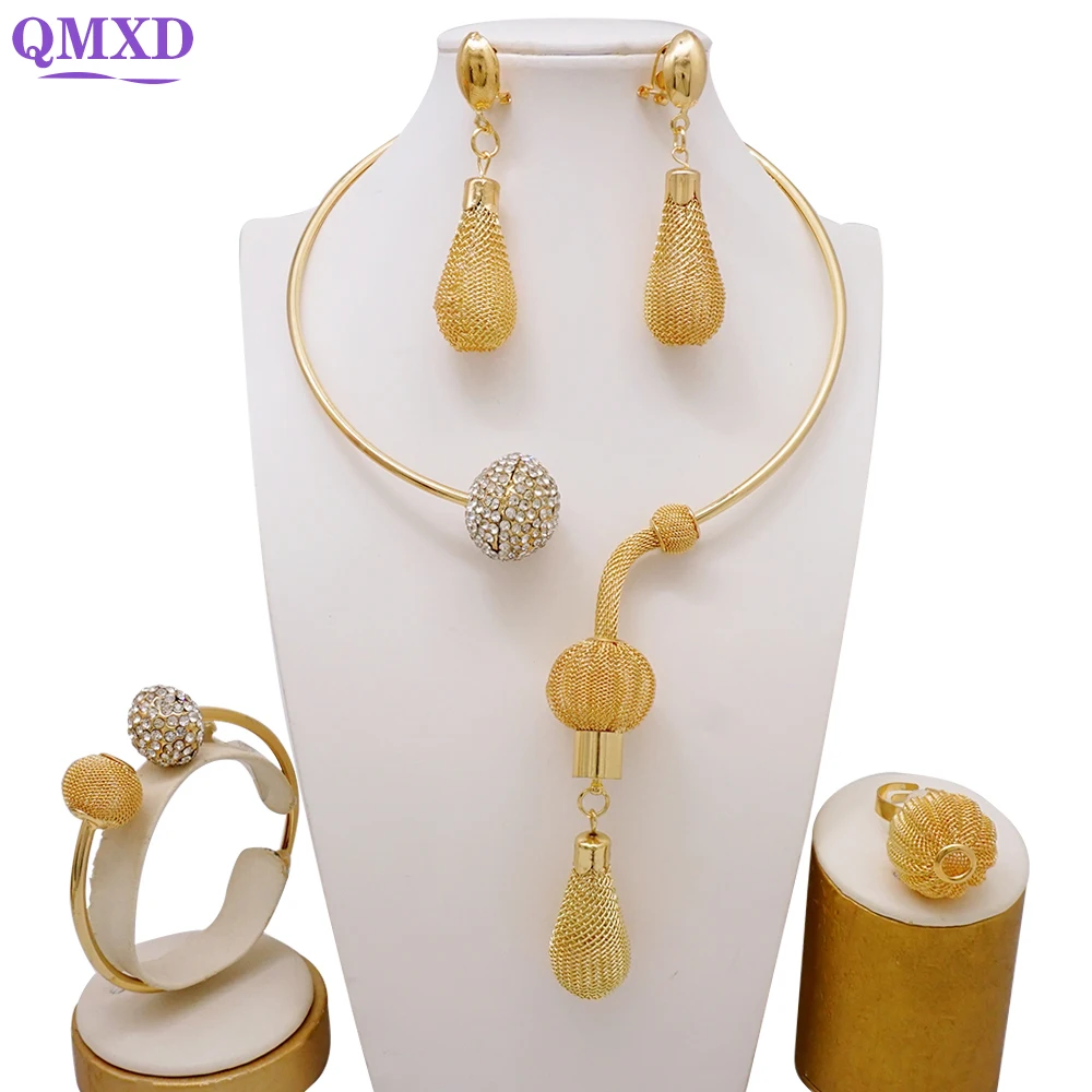 Fine Jewelry Sets Ball Necklace Drop Earrings Dubai African Gold Color Beads Collar Jewellery For Women Indian Gifts
Fine Jewelry Sets Ball Necklace Drop Earrings Dubai African Gold Color Beads Collar Jewellery For Women Indian Gifts