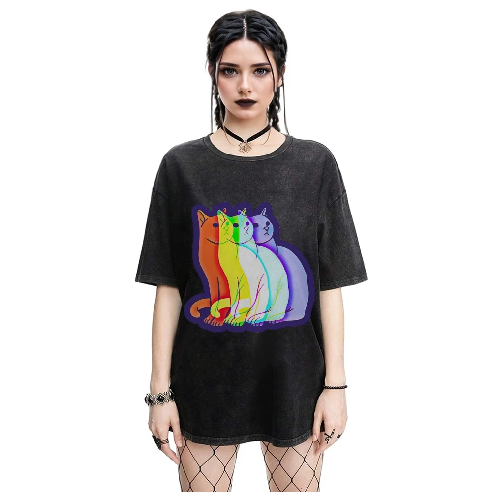 Phantom Overlap Cat T-Shirt Gothic Washed Tee Summer Sport Loose T Shirt Tops Shirt Stylish Unisex Top for Both Men and Women
Phantom Overlap Cat T-Shirt Gothic Washed Tee Summer Sport Loose T Shirt Tops Shirt Stylish Unisex Top for Both Men and Women