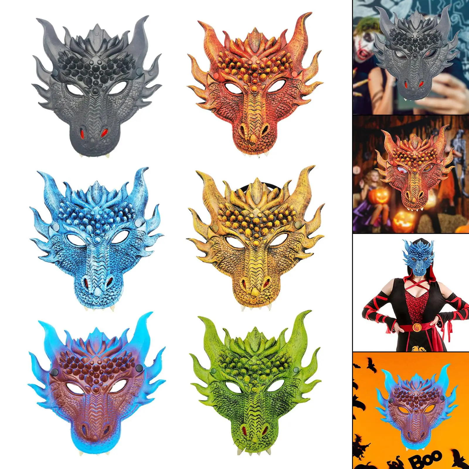 Dragon Face Mask Halloween Face Mask Costume Accessories for Festival Stage
Dragon Face Mask Halloween Face Mask Costume Accessories for Festival Stage