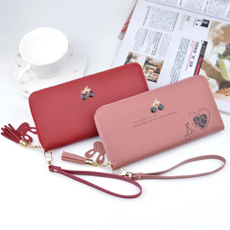 Women's purse Long clutch purse Money Clip Fashion Large capacity zippered cherry print wallet Change phone bag
Women's purse Long clutch purse Money Clip Fashion Large capacity zippered cherry print wallet Change phone bag