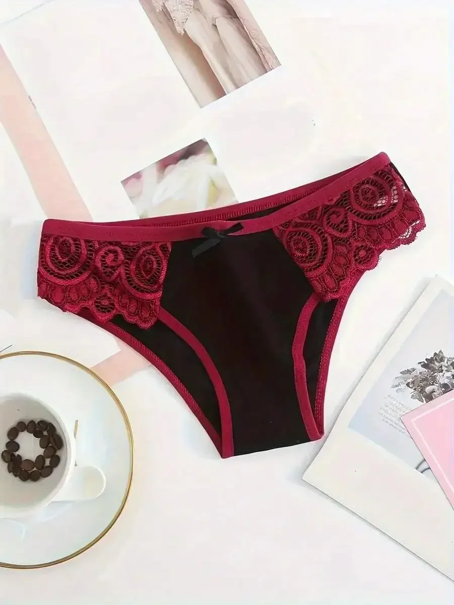Womens Lace-Trimmed Bow Briefs, Low-Waisted Comfortable Underwear
Womens Lace-Trimmed Bow Briefs, Low-Waisted Comfortable Underwear