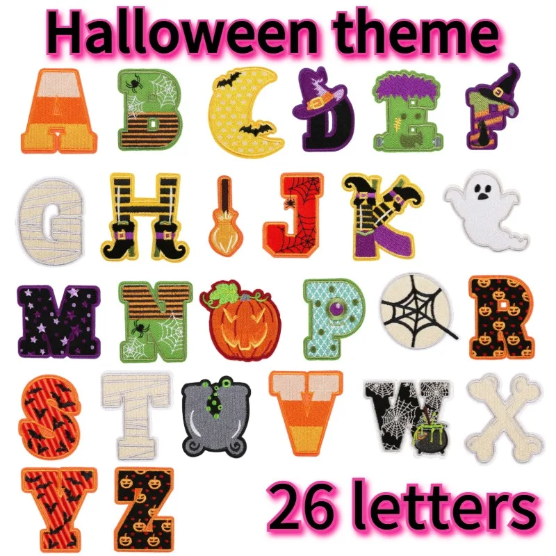 26 нашивок с английскими буквами, тема Хэллоуина, тканевая наклейка с вышивкой ветра, наклейка с мультяшным призраком, тыквой и буквами, оптовая продажа
26 нашивок с английскими буквами, тема Хэллоуина, тканевая наклейка с вышивкой ветра, наклейка с мультяшным призраком, тыквой и буквами, оптовая продажа