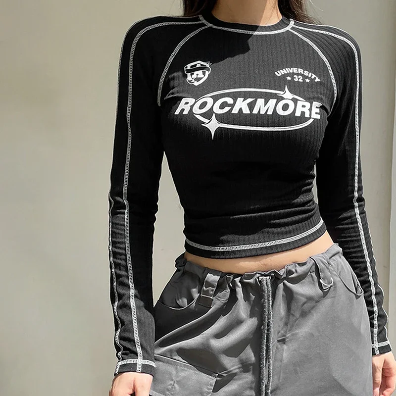T-Shirt Women Spring New Black Fashion Streetwear Long Sleeves O-Neck Streetwear Crop Top Print Letter Casual Slim Female Tees
T-Shirt Women Spring New Black Fashion Streetwear Long Sleeves O-Neck Streetwear Crop Top Print Letter Casual Slim Female Tees