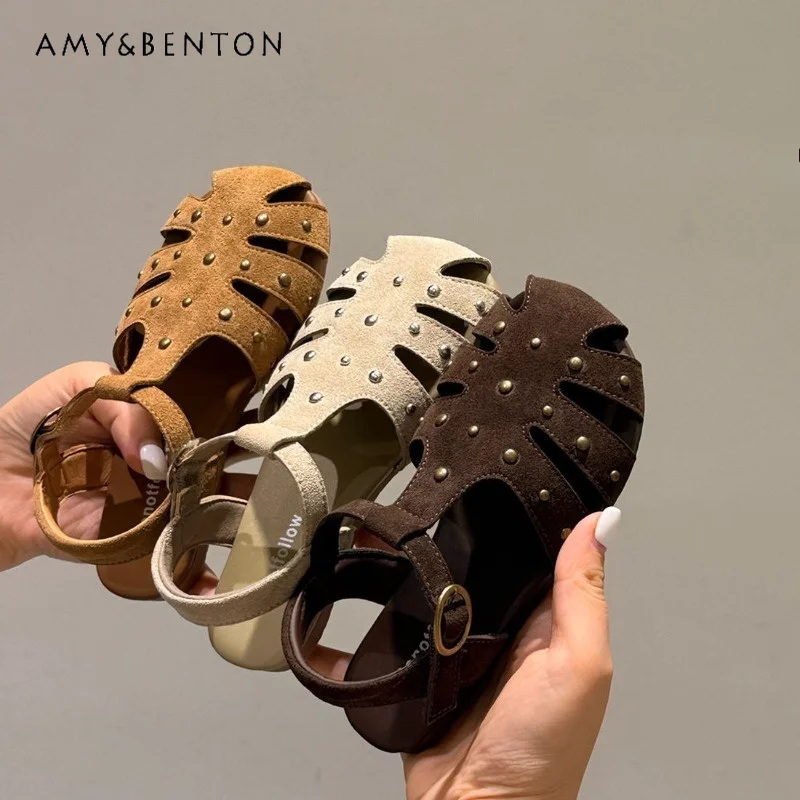 Summer Children Rivet Studded Sandals Retro Hollow Breathable Closed Toe Ankle Buckle Non-slip Flat Sole Outdoor Footwear Shoes
Summer Children Rivet Studded Sandals Retro Hollow Breathable Closed Toe Ankle Buckle Non-slip Flat Sole Outdoor Footwear Shoes
