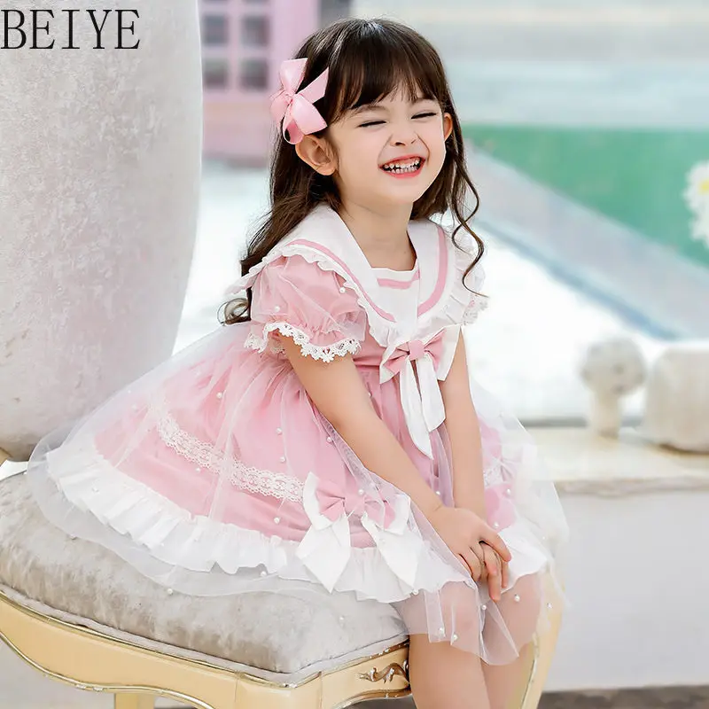 Original Summer New Girls' Princess Dress Lolita Style Sweet Short Sleeve First Birthday Dress Children's Bow Design Cute Dress
Original Summer New Girls' Princess Dress Lolita Style Sweet Short Sleeve First Birthday Dress Children's Bow Design Cute Dress