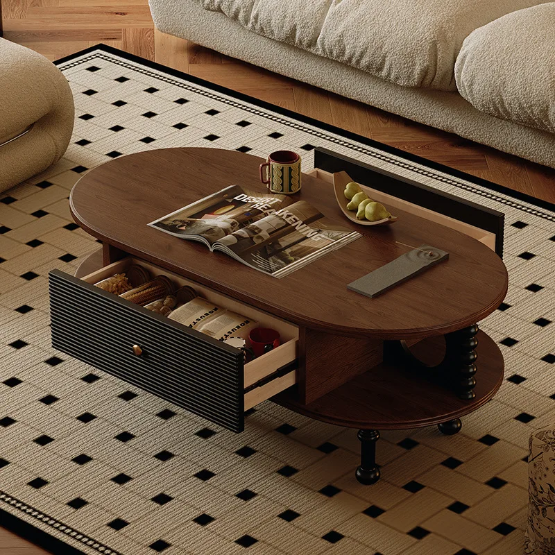 French retro solid wood coffee table small apartment living room home 2024 new medieval American oval
French retro solid wood coffee table small apartment living room home 2024 new medieval American oval