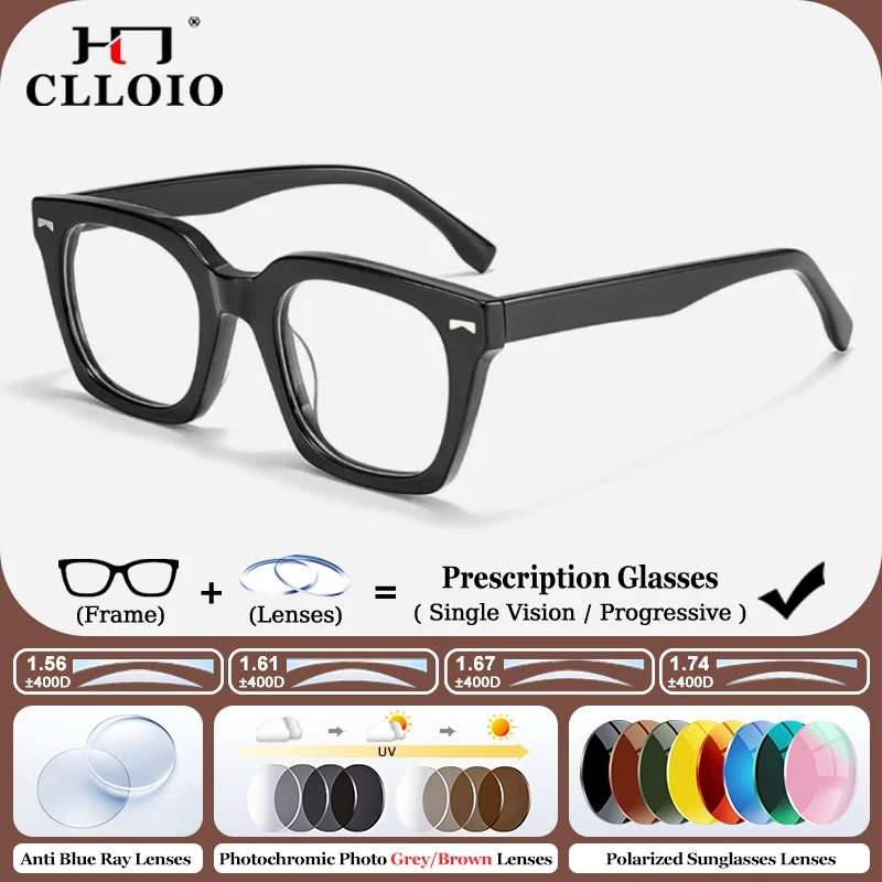 CLLOIO 2025 New Trendy Prescription Glasses Large Frame Acetate Anti Blue Light Photochromic Optical Eyeglasses for Men Women
CLLOIO 2025 New Trendy Prescription Glasses Large Frame Acetate Anti Blue Light Photochromic Optical Eyeglasses for Men Women