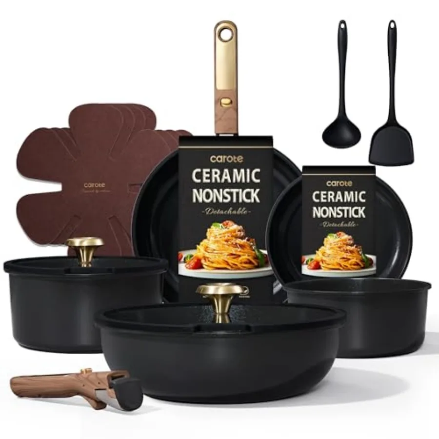 15Pcs Ceramic Cookware Set, Pots and Pans Set Non stick, Kitchen Cooking Set with Detachable Handle, Non Toxic Induction Cookwa
15Pcs Ceramic Cookware Set, Pots and Pans Set Non stick, Kitchen Cooking Set with Detachable Handle, Non Toxic Induction Cookwa
