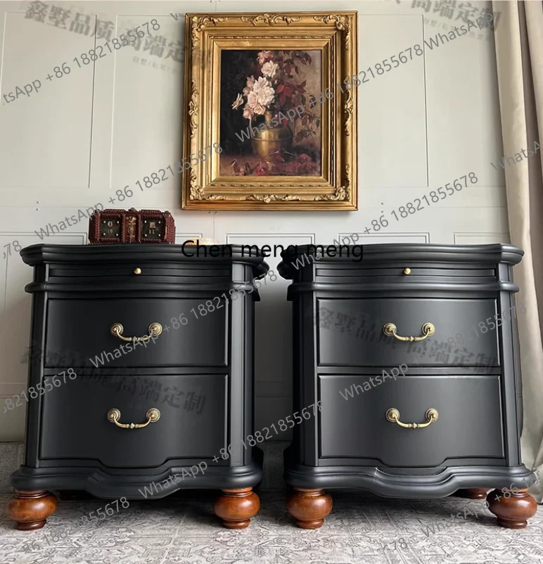 French country solid wood bedside table, bedroom storage edge, American retro home high-end black cabinet
French country solid wood bedside table, bedroom storage edge, American retro home high-end black cabinet