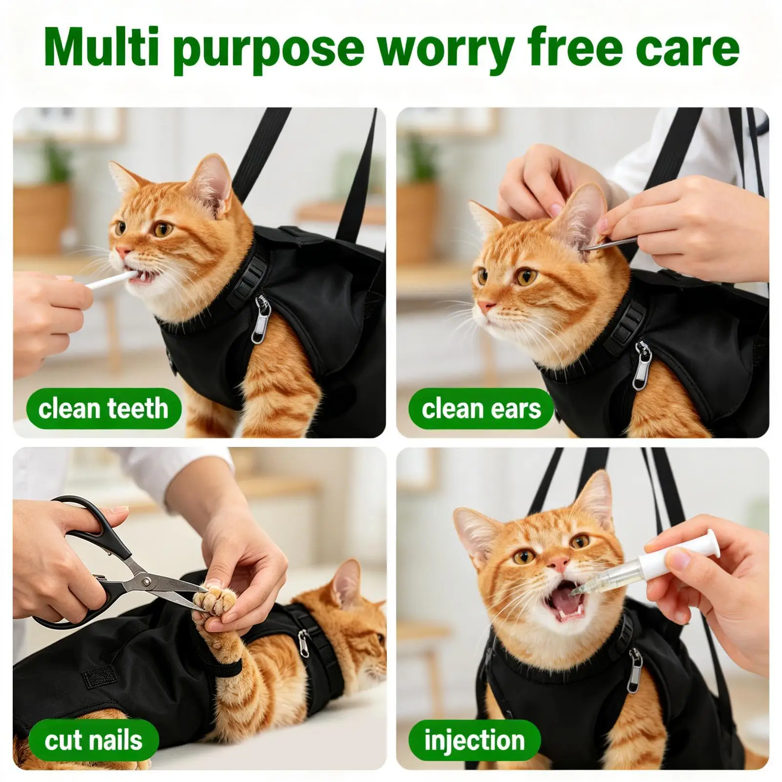 Cat Grooming Bag Waterproof Nylon Adjustable Anti Scratch Cat Bag for Nail Trimming for Small Medium Large Pet Shower Washing
Cat Grooming Bag Waterproof Nylon Adjustable Anti Scratch Cat Bag for Nail Trimming for Small Medium Large Pet Shower Washing