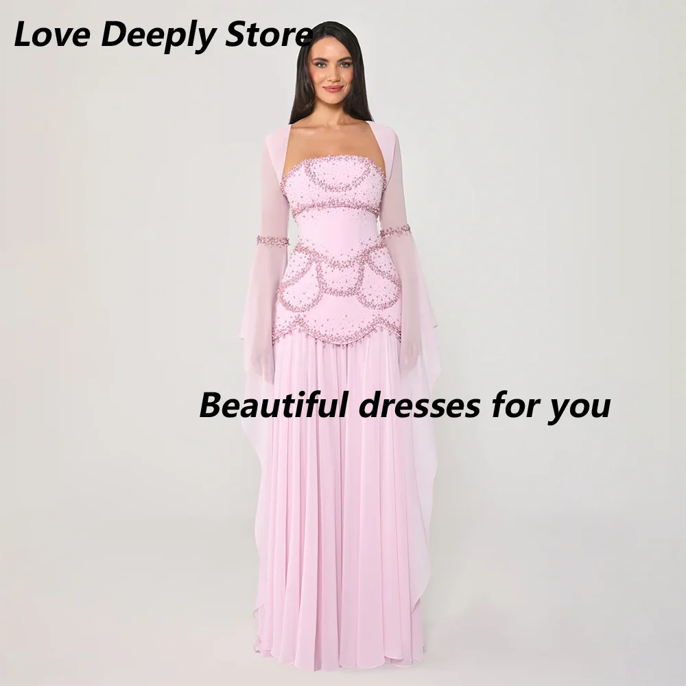 Customized Luxury Pink Evening Dress with Cape Long Sleeves Bead Chiffon A Line Floor Length Formal Party Gowns for Women 2026
Customized Luxury Pink Evening Dress with Cape Long Sleeves Bead Chiffon A Line Floor Length Formal Party Gowns for Women 2026