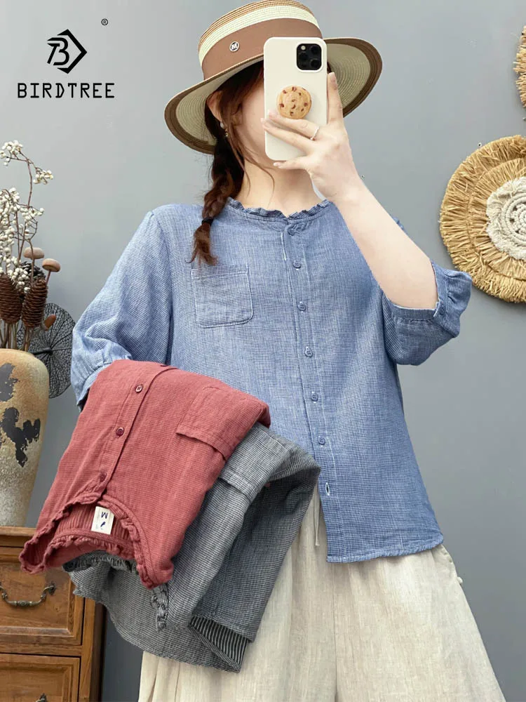 New 2026 Summer Women Cotton Yarn Half Sleeve Shirt, Ruffled Houndstooth, Mori Girl Versatile Commute Thin Loose Blouse T65388CC
New 2026 Summer Women Cotton Yarn Half Sleeve Shirt, Ruffled Houndstooth, Mori Girl Versatile Commute Thin Loose Blouse T65388CC